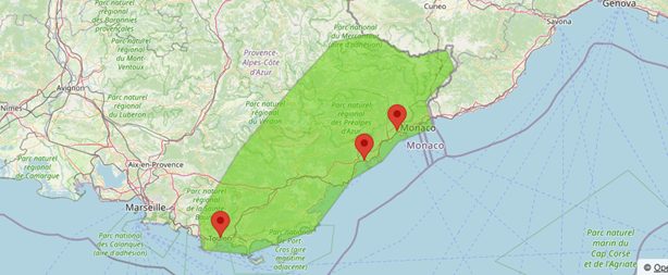 Zone d'intervention VGP Nice